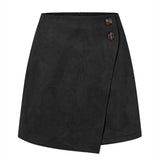 SUEDE IRREGULAR SKIRT HIGH WAIST ZIPPER SKIRT_CWBSS0382
