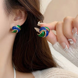 Vintage Blue Enamel Stud Earrings