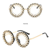 RETRO ROUND FRAME RHINESTONE METAL RIVET GLASSES_CWASG0783