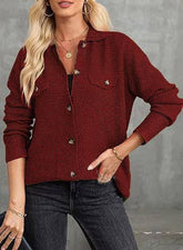 Waffle Knit Jacket Casual Button-Down Shirt