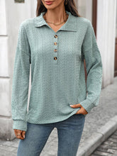 Solid-Color Lapel Loose Long-Sleeved Sweatshirt