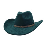 Western Ethnic Soft Suede Cowboy Fedora Hat_Cwah04400