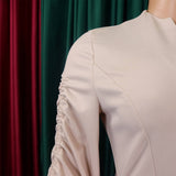 FASHIONABLE AND ELEGANT PLUS SIZE PLEATED DRESS_CWDSD6066