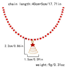Cwaje2515_Christmas Tree Santa Claus Rice Bead Necklace