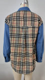 Washed Plaid Casual Denim Long-Sleeved Jacket