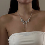 HEART TASSEL PERSONALIZED RHINESTONE NECKLACE_CWAJE1927