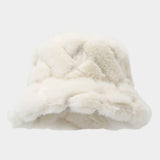 Faux Rabbit Plush Bucket Hat Women Winter_Cwah04622