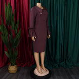 FASHIONABLE AND ELEGANT COMMUTER LONG DRESS_CWDMD3698