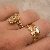 14K GOLD STAINLESS STEEL SET ZIRCON STAR OPEN RING_CWAJE1223