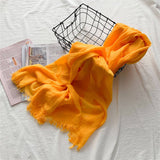 COTTON LINEN SOLID COLOR BEACH SHAWL SCARF _CWASC0197