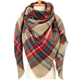 SOFT CHUNKY CHECKED GIANT SCARVES SHAWL CAPE_CWASC0107