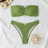Womens Bandeau Bikini Sexy Solid Color Swimwear