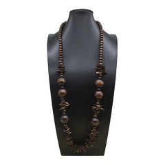 BOHEMIAN COCONUT WOOD BEAD NECKLACE_CWMM4923