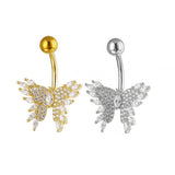NEW CZ BUTTERFLY STAINLESS STEEL NAVEL RING_CWMM9373
