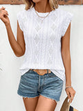 Womens Fashion Hollow-Detail V-Neck Top