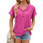 Solid Color Half-Breasted Hooded Loose T-Shirt