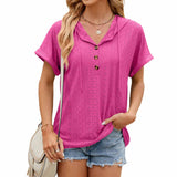 Solid Color Half-Breasted Hooded Loose T-Shirt