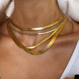 SNAKE CHAIN COMBINATION MULTI LAYERED NECKLACE_CWMM3621