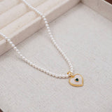 HEART PENDANT FRENCH VINTAGE PEARL NECKLACE_CWAJE1682