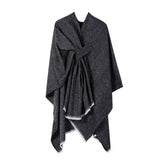 SHAWL KNITTED SOLID COLOR OBLIQUE STRAP CAPE_CWASC2172