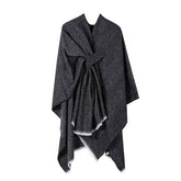 SOLID COLOR FASHIONABLE KNITTED SHAWL CAPE_CWASC2128