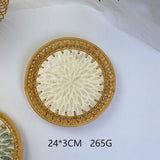 RATTAN SHELL ROUND FRUIT PLATE TEA TRAY_CWMM4537