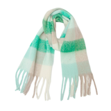 PLAID PATTERN FRINGE TRIM WINTER SCARF_CWASC2691