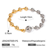 MINIMALIST 18K GOLD SILVER STEEL BEAD BRACELET_CWAJE4902