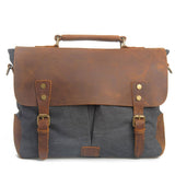 Vintage Leather Canvas Satchel Messenger Bag_Cwab5565