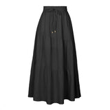COTTON AND LINEN MAXI SKIRT WITH PLEATED HEM_CWBSS0381