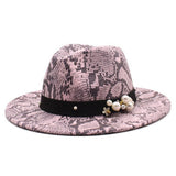 Tweed Hat Snake Pattern Hat Jazz Hat Felt Hat_Cwah2597