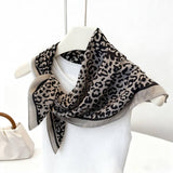 Leopard Herringbone Color Block Silk Scarf_Cwasc03315