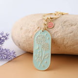 BOTANICAL ENAMEL KEYCHAIN WITH BIRTH FLOWER_CWMM9838