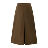 Womens Suede Maillard Solid Color Long Skirt