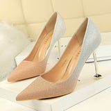 MATCHING SHALLOW MOUTH POINTED TOE HIGH HEELS_CWSHH0086