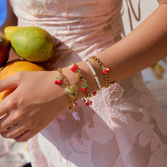 LUXURY 18K GOLD STRAWBERRY CHERRY ZIRCON BRACELET_CWAJE4774