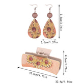 Western Cactus Leather Hair Claw Clips Earring Set_Cwaha0589