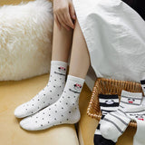 Women'S Boneless Polka Dot Striped Mid-Calf Socks_Cwms1369
