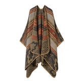 SHAWL FAUX CASHMERE JACQUARD SLIT CAPE SCARF_CWASC2231