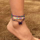 BOHO BUTTERFLY FLOWER ANKLET SET HANDMADE_CWMM6358