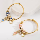 FASHIONABLE CAT HEART BEADED STEEL BRACELET_CWMM8585