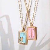 Vintage Tarot Square Pendant Necklace_Cwmm3916