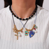 Zircon Cross Tarot Necklace With Natural Stone_Cwmm7523