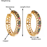 SPARKLING HOOP EARRINGS GOLD TONE LUXURY STYLE_CWMM8533