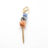 LEOPARD WOOD BEAD KEYCHAIN WITH MINI TASSEL_CWMM7022