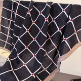 Elegant Plaid Satin Square Neck Scarf Wrap_Cwasc03320