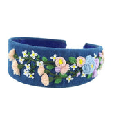 HANDCRAFTED INDIGO DYE HEADBAND VINE EMBROIDERY_CWMM6108