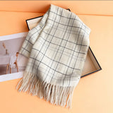 Chic Plaid Tassel Scarf Soft Cashmere Feel Wrap_ Cwasc03271