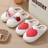 Valentines Day Smiley Love Cotton Slippers