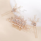 FLOWERS LEAVES PEARLS BRIDAL HAIR ACCESSORIES_CWAHA2778